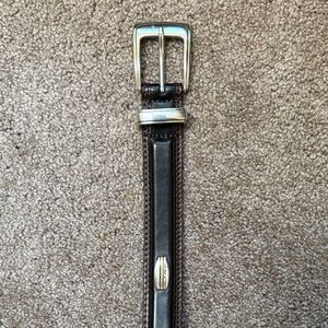Brown Leather Belt with Silver Buckle